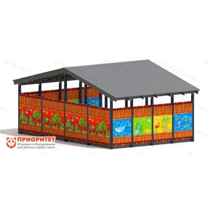 Теневой навес «Карандаши» №1 для детского сада сзади