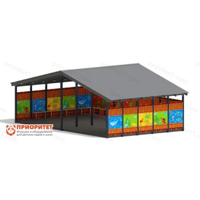 Теневой навес «Карандаши» №2 для детского сада сбоку