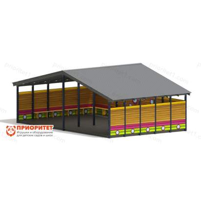 Теневой навес «Лукоморье» №2 для детского сада сбоку