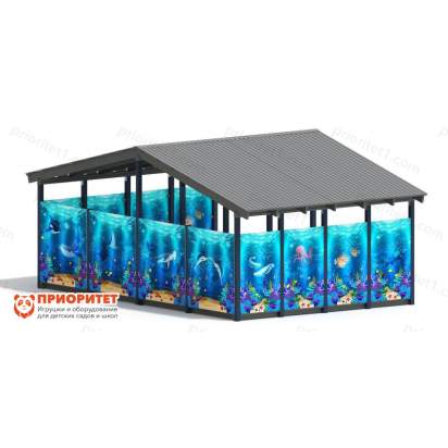 Теневой навес «Морской» №1 для детского сада сзади