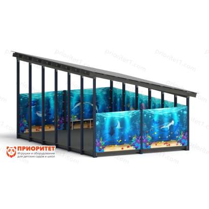 Теневой навес «Морской» №3 для детского сада сбоку