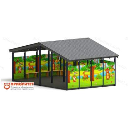 Теневой навес «Полянка» №1 для детского сада сбоку