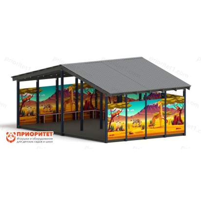 Теневой навес «Сафари» №1 для детского сада сбоку