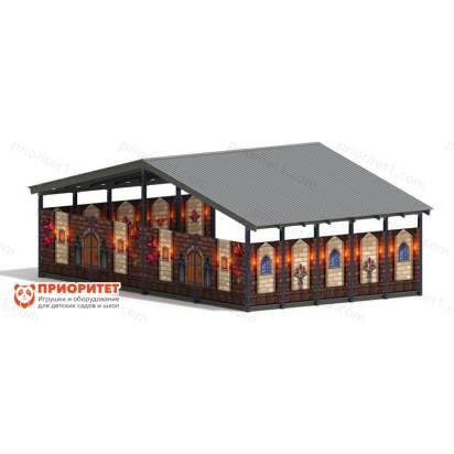 Теневой навес «Средневековый» №2 для детского сада сзади