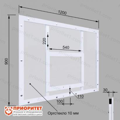 Щит баскетбольный тренировочный на раме (оргстекло), цвет разметки белый размеры