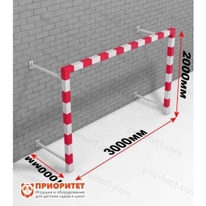 Детские складные минифутбольные гандбольные ворота (стальной профиль 80х80, красные)