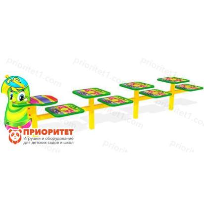 Скамейка детская разновысокая Гусеница для игровой площадки