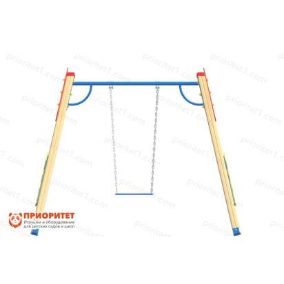 Качели деревянные «Звездочет» с сиденьем без спинки вид сзади