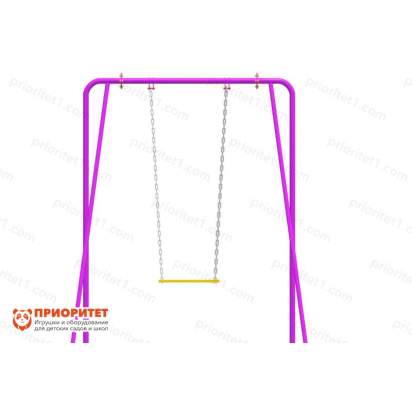 Качели на металлических стойках с сиденьем без спинки вид сзади