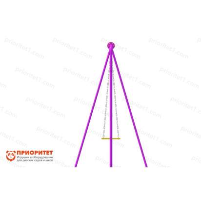 Качели на металлических стойках с сиденьем без спинки вид сбоку