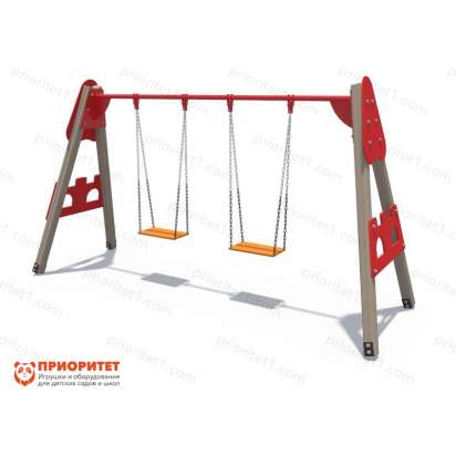 Качели деревянные Крепость с сиденьем без спинки_1