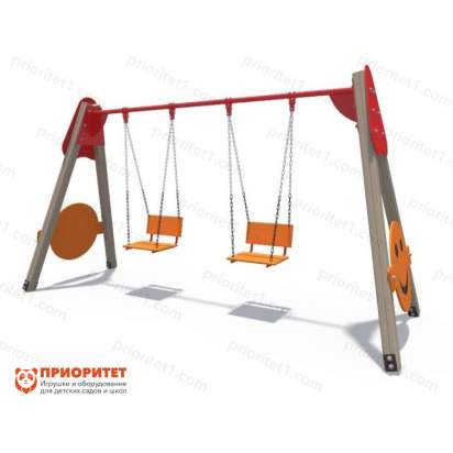 Качели деревянные Смайлик с сиденьем со спинкой_1