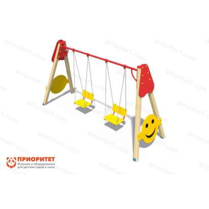 Качели деревянные «Смайлик» с сиденьем со спинкой