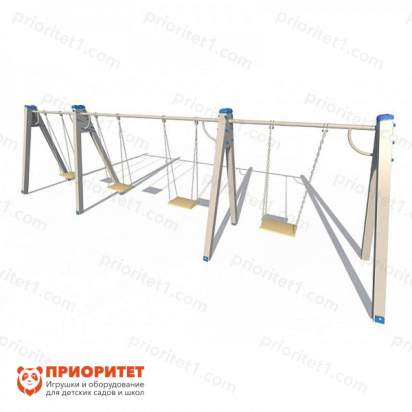 Качели на металических стойках с 4 сиденьями без спинки