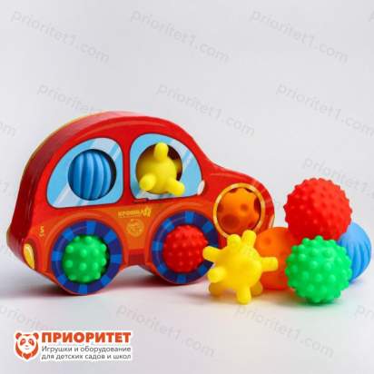 Подарочный набор сенсорных развивающих, массажных мячиков «Машинка», 5 шт., в упаковке (коробочка)