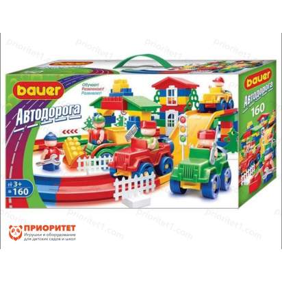Конструктор Bauer Автодорога с треком и машинками (160 элементов) 1_1