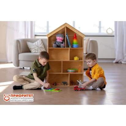 Стеллаж для игрушек и книг «Волшебный домик» натуральный-0004