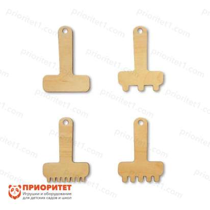 Трафареты для рисования песком «Грабельки» (4 штуки)