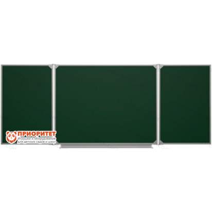 Трёхэлементная магнитная эмалированная школьная доска 2400х1000 (меловая)_1