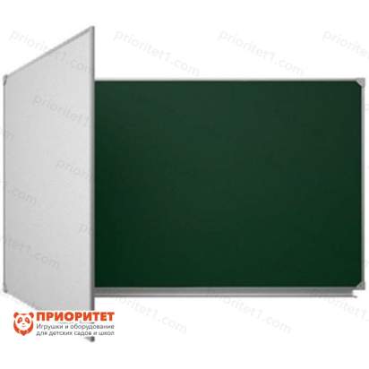 Двухэлементная (Л) магнитная полимерная школьная доска 2550х1200 комбинированная (мел маркер)_1