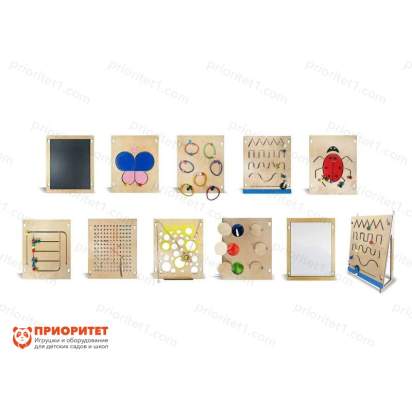 Набор тактильно-развивающих панелей «Счастливое детство» (10 панелей + настенное основание)_1
