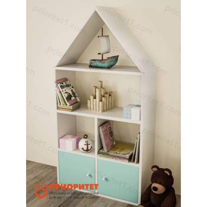 Стеллаж с распашными дверцами и открытыми полками Мятная сказка_1
