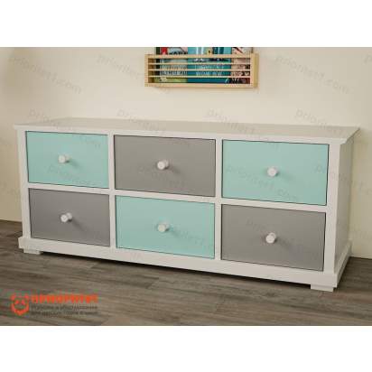 Комод 2-х ярусный с выдвижными ящиками Мятная сказка (белый)_1