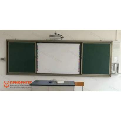 Комплект раздвижная рельсовая система + интерактивная доска XGA-1 (43) + короткофокусный проектор + крепление_1