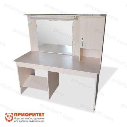 Стол логопеда с зеркалом «Лого-Профи» (молочный) со шторкой