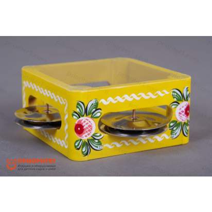 Бубен из массива березы с натяжкой, D 10 см. с росписью 2_1