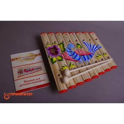 Ксилофон диатонический Ля мажор (8 пластин, на низком резонаторе) с росписью_1