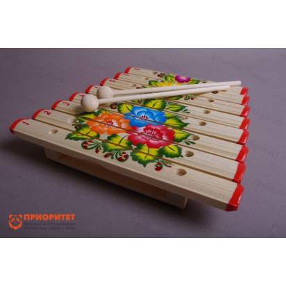 Ксилофон диатонический Ля мажор (8 пластин, на низком резонаторе) с росписью 2_1