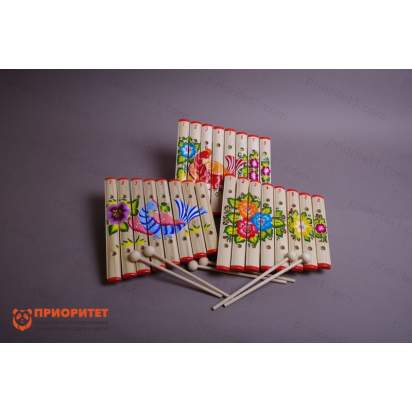 Ксилофон диатонический Ля мажор (8 пластин, на низком резонаторе) с росписью 3_1