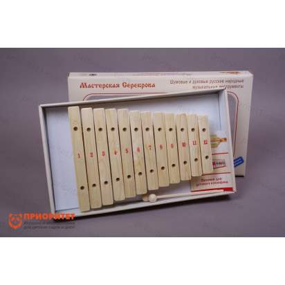Ксилофон диатонический Ля мажор (12 пластин, на низком резонаторе) лак 1_1