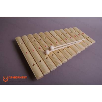 Ксилофон диатонический Ля мажор (12 пластин, на низком резонаторе) лак_1