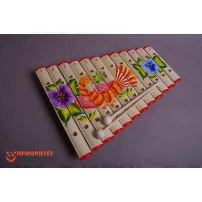 Ксилофон диатонический Ля мажор (12 пластин, на низком резонаторе) с росписью_1