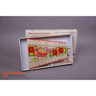 Ксилофон диатонический Ля мажор (12 пластин, на низком резонаторе) с росписью 2_1