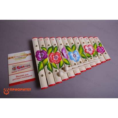 Ксилофон диатонический Ля мажор (12 пластин, на низком резонаторе) с росписью 3_1