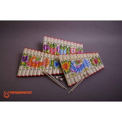 Ксилофон диатонический Ля мажор (12 пластин, на низком резонаторе) с росписью 4_1