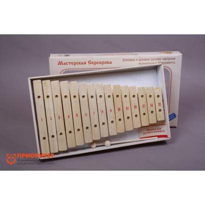 Ксилофон диатонический Ля мажор (15 пластин, на низком резонаторе) лак 1_1