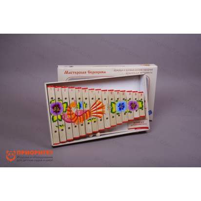 Ксилофон диатонический Ля мажор (15 пластин, на низком резонаторе) с росписью 1_1