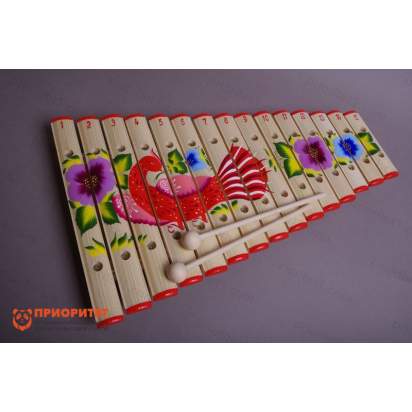 Ксилофон диатонический Ля мажор (15 пластин, на низком резонаторе) с росписью_1