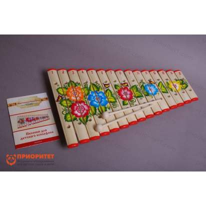 Ксилофон диатонический Ля мажор (15 пластин, на низком резонаторе) с росписью 3_1