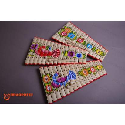 Ксилофон диатонический Ля мажор (15 пластин, на низком резонаторе) с росписью 4_1