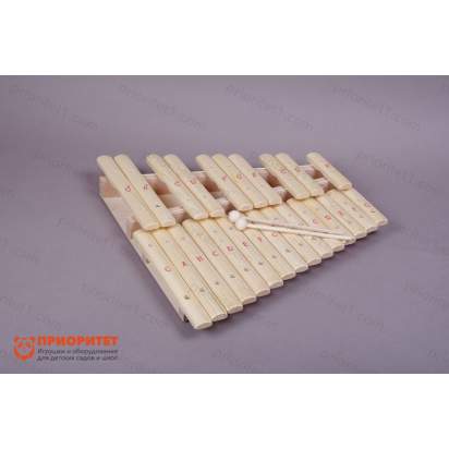 Ксилофон хроматический До мажор (25 пластин, на низком резонаторе, ель) лак_1