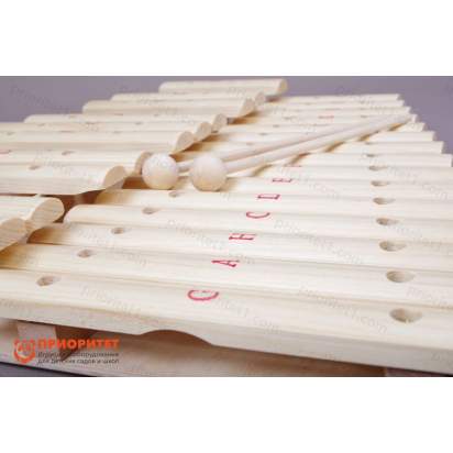 Ксилофон хроматический До мажор (25 пластин, на низком резонаторе, ель) лак 2_1