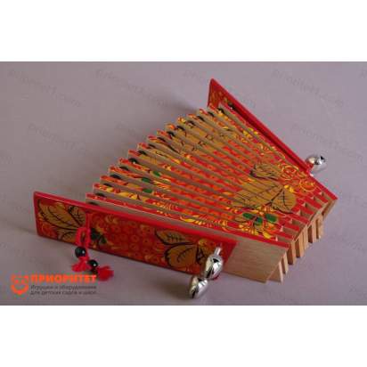 Трещотка пластинчатая малая с бубенцами с художественной росписью 1_1