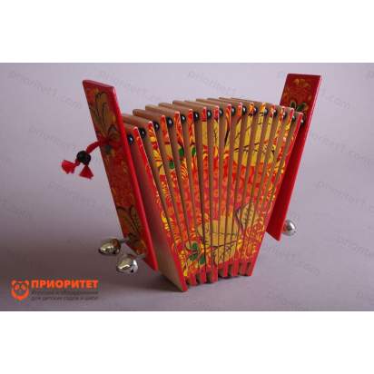 Трещотка пластинчатая малая с бубенцами с художественной росписью 2_1