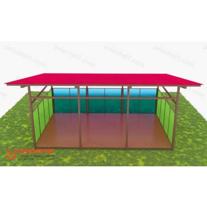 Теневой навес с цинковым напылением и акриловыми панелями ТН01 400х400 см (2)_1