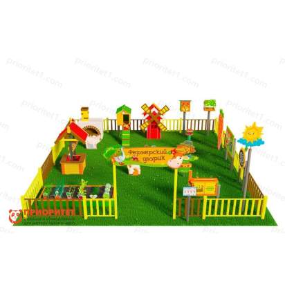 Игровая развивающая площадка Фермерский дворик из экопластика и нержавеющей стали Классик 2 (2)_1